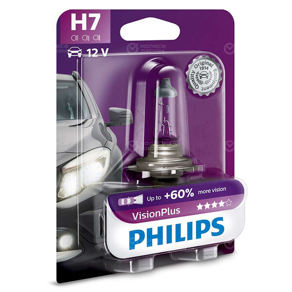 Лампа PHILIPS Vision Plus - H7-55 Вт-3250К, 1 шт. в Москве