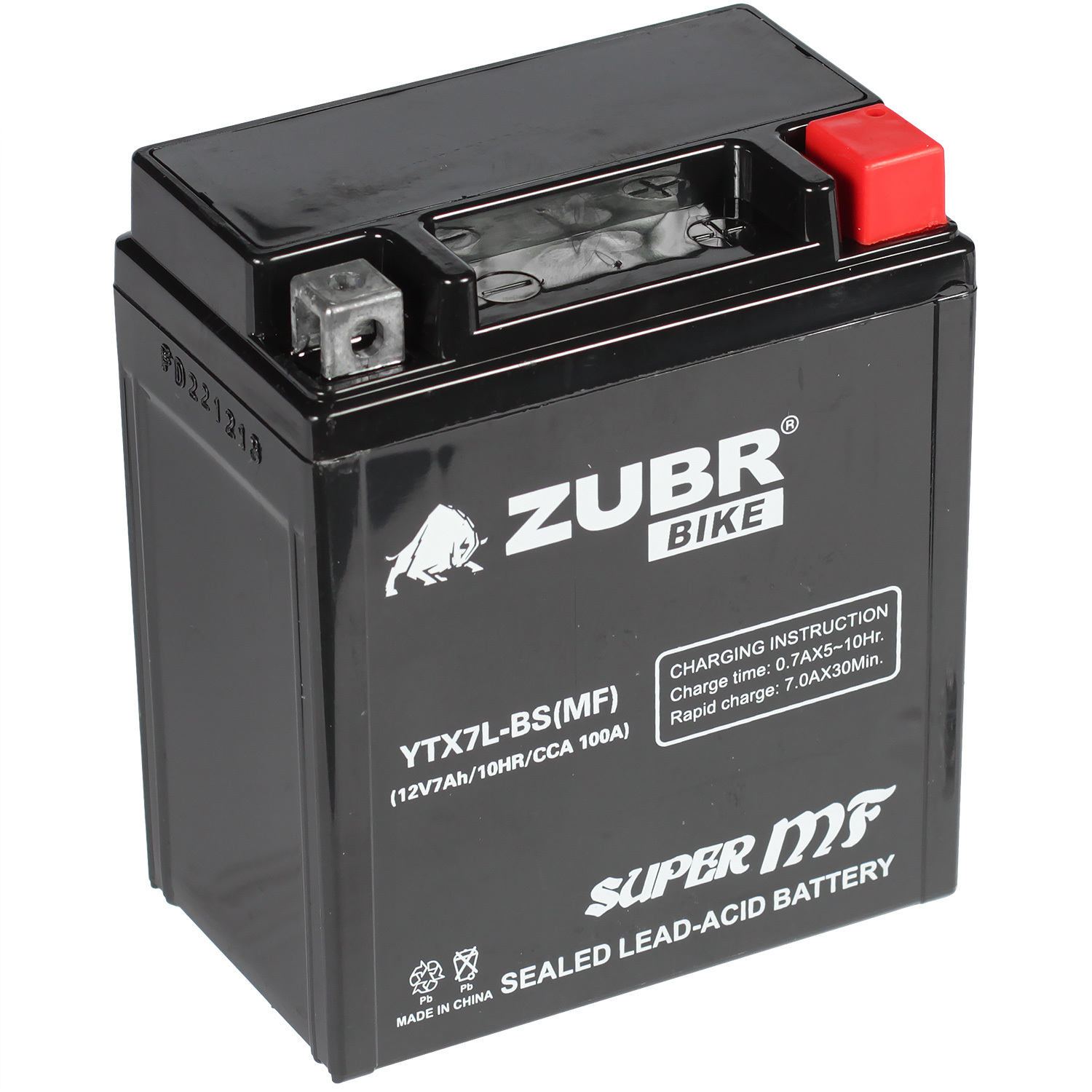 цена Zubr Мотоаккумулятор ZUBR МОТОMF YTX7L-BS 7Ач о/п (Delta CT1207.1)