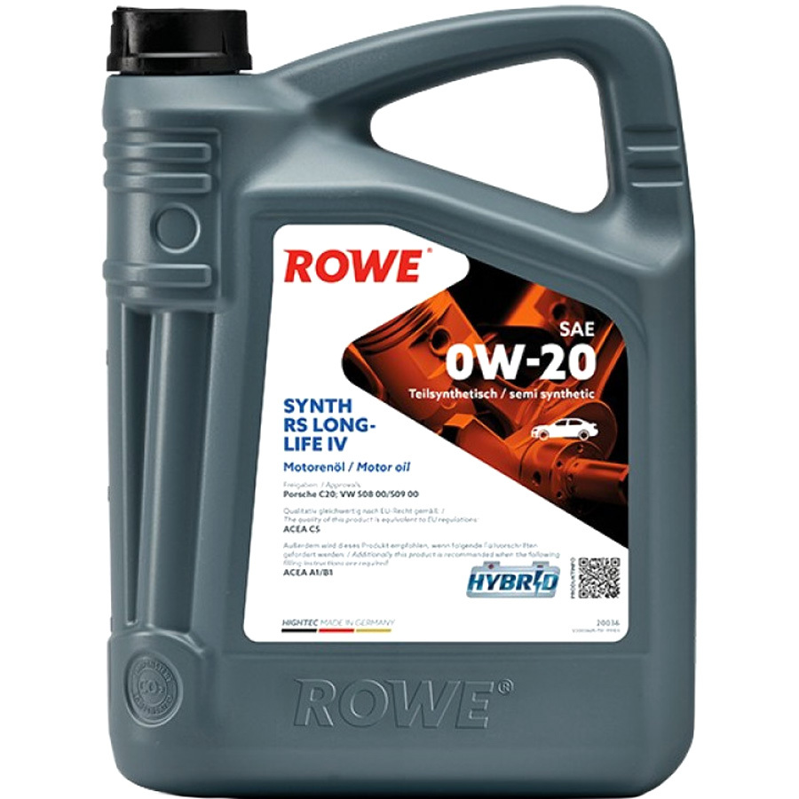 цена ROWE Моторное масло ROWE HIGHTEC SYNTH RS LONGLIFE IV 0W-20, 5 л