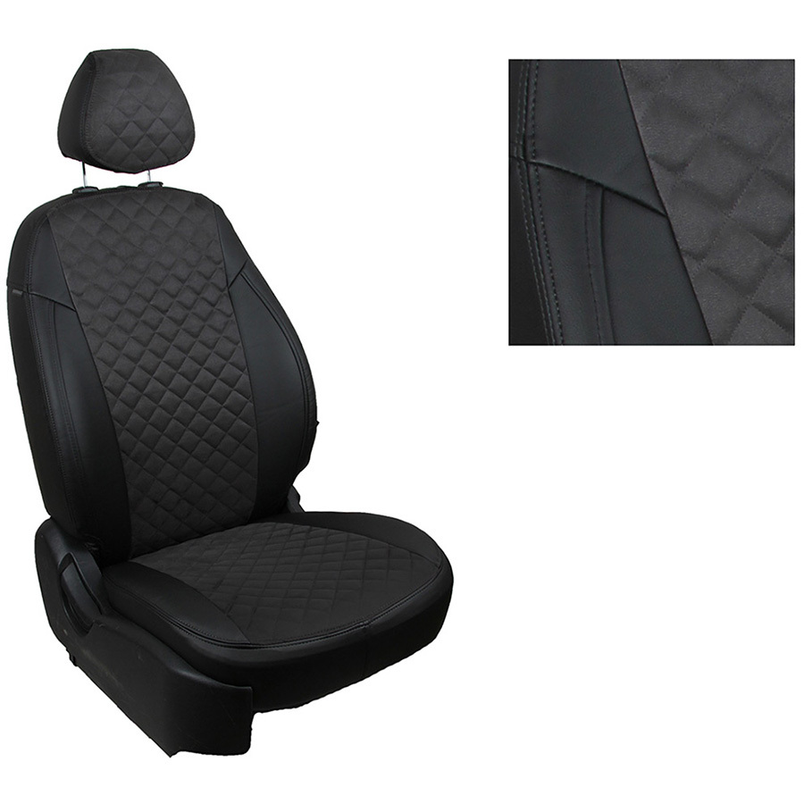 Чехлы модельные Seintex Ромб для Mitsubishi ASX экокожа/алькантара черный (art.96304)