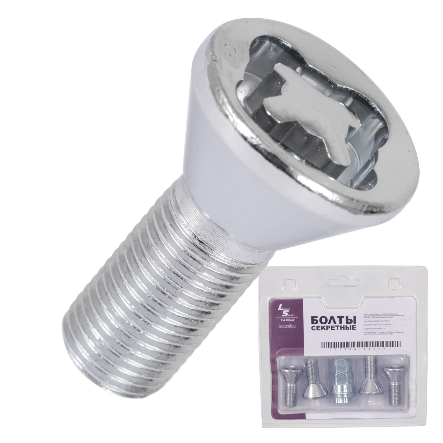 LS (Крепеж) Болт секретный LS 12х1,25х23 блистер 4+1 17 конус для штампа JN-615 LS