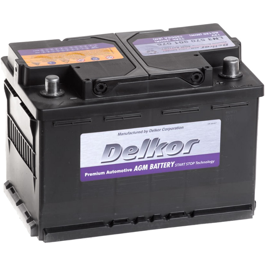 Delkor Автомобильный аккумулятор Delkor AGM 70 Ач обратная полярность L3 delkor автомобильный аккумулятор delkor 55 ач обратная полярность d23l