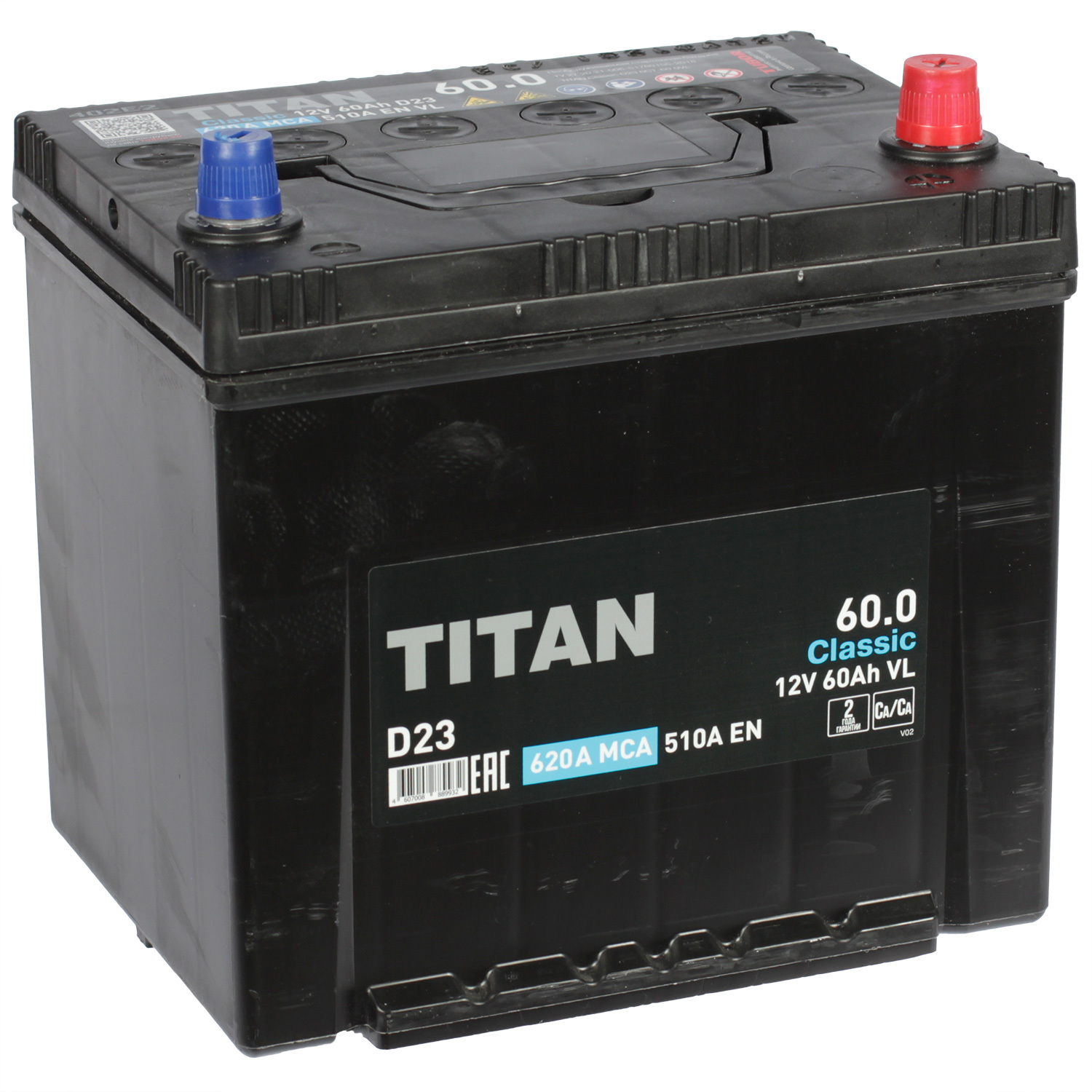 Titan Автомобильный аккумулятор Titan 60 Ач обратная полярность D23L