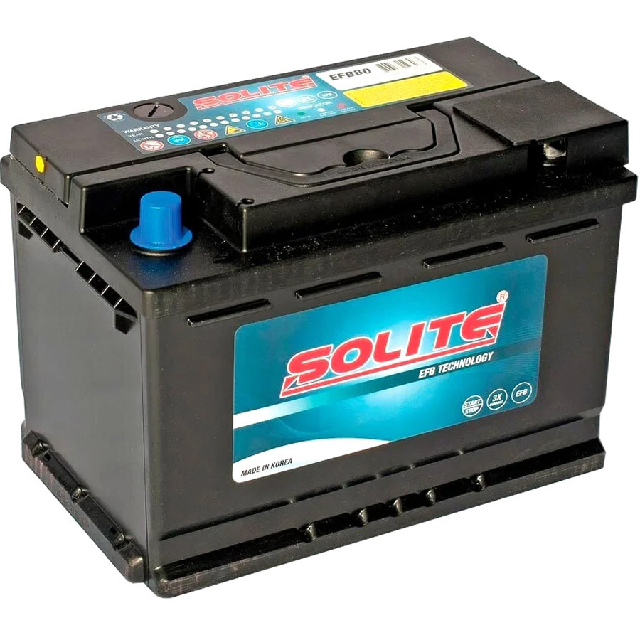 Solite Автомобильный аккумулятор Solite EFB 80 Ач обратная полярность L4 solite автомобильный аккумулятор solite asia 65 ач обратная полярность d23l