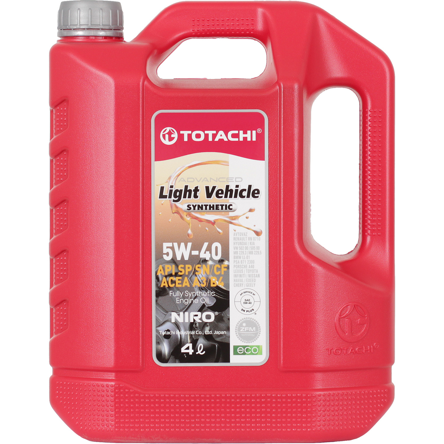 Totachi Моторное масло Totachi NIRO LV Synthetic 5W-40, 4 л масло моторное totachi niro lv sae 5w 30 api sp sn plus полусинтетическое 205 л