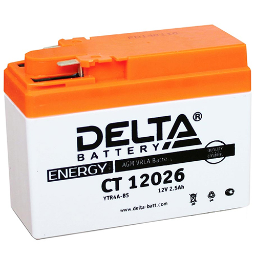Мотоаккумулятор Delta 12026 AGM YTR4A-BS 2.5Ач, обратная полярность