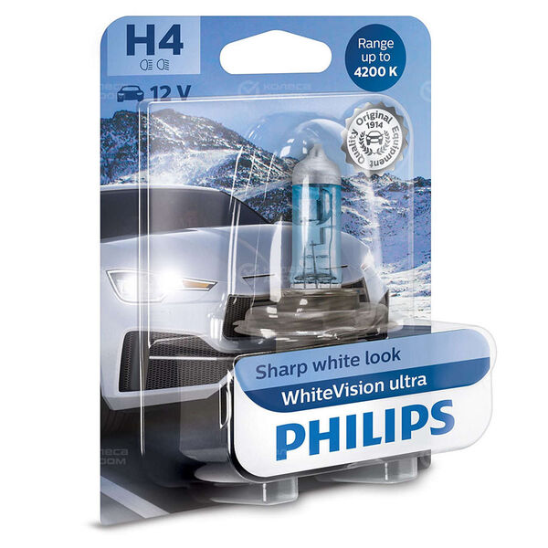 Лампа PHILIPS White Vision - H4-55 Вт-4200К, 1 шт. в Сыктывкаре