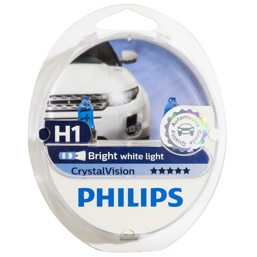 Автолампа PHILIPS Лампа PHILIPS Crystal Vision - H1-55 Вт-4300К, 2 шт. лампа 12v wy5w 5w philips vision 2 шт