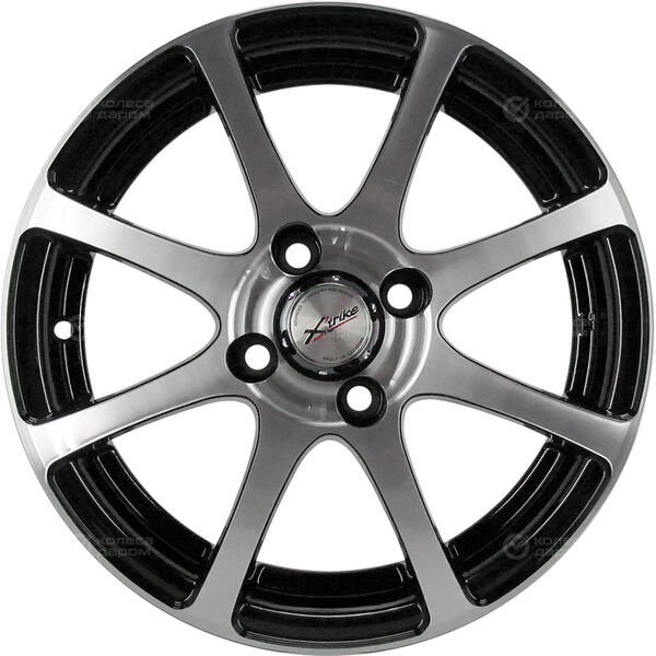 Колесный диск X-trike X114  5.5xR14 4x100 ET45 DIA67.1 черный глянцевый с полированной лицевой поверхностью в Трехгорном
