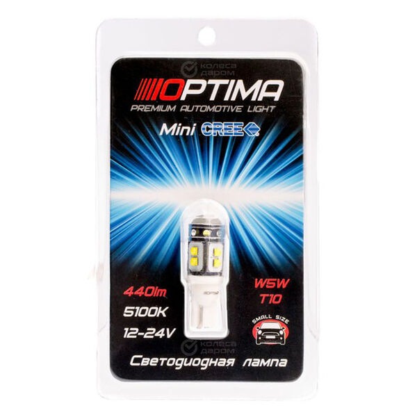 Лампа Optima Premium Mini Cree - W5W-5 Вт-5100К, 2 шт. в Миассе