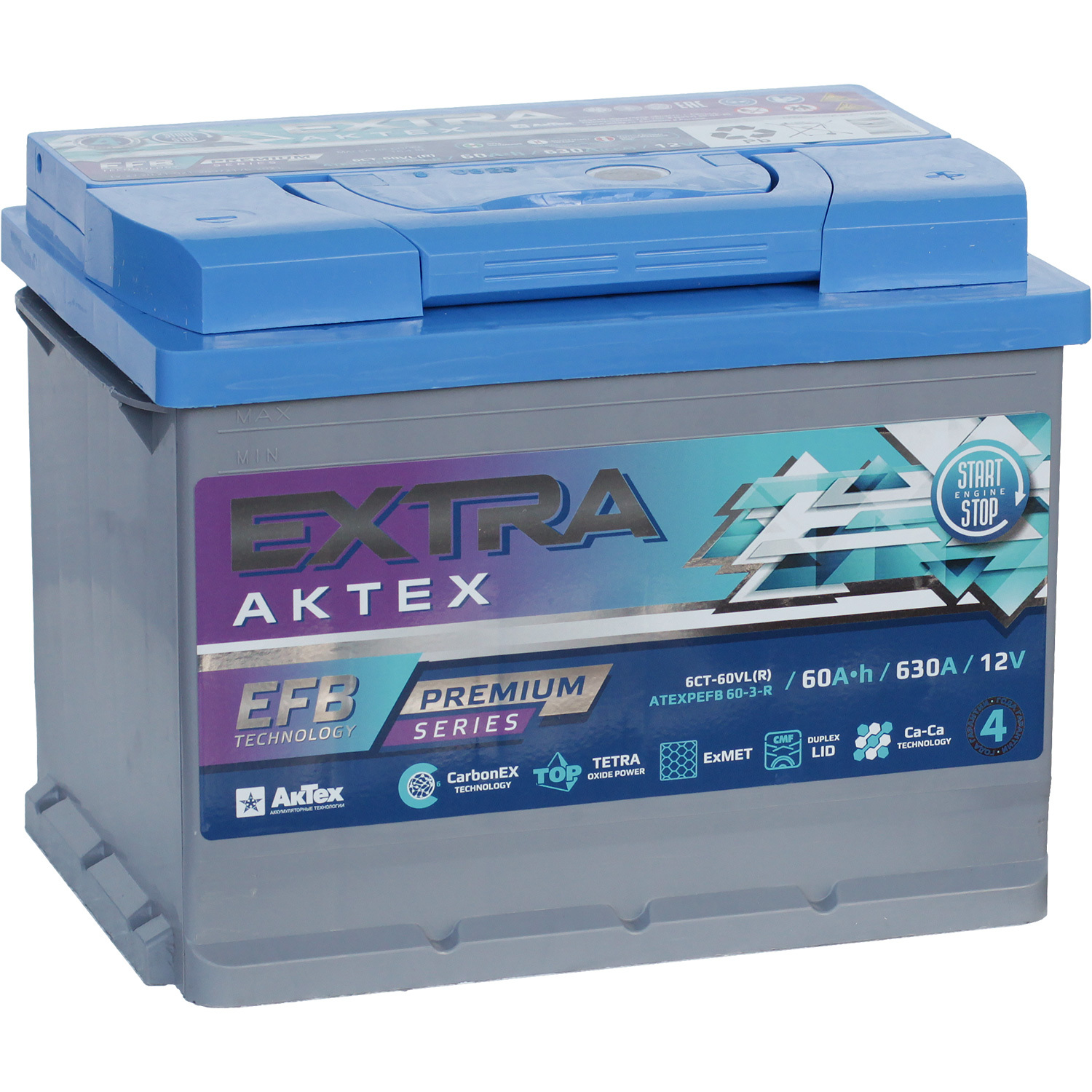Автомобильный аккумулятор Актех Extra 60 Ач обратная полярность L2, размер L2 ATEXPEFB 60-3-R - фото 1