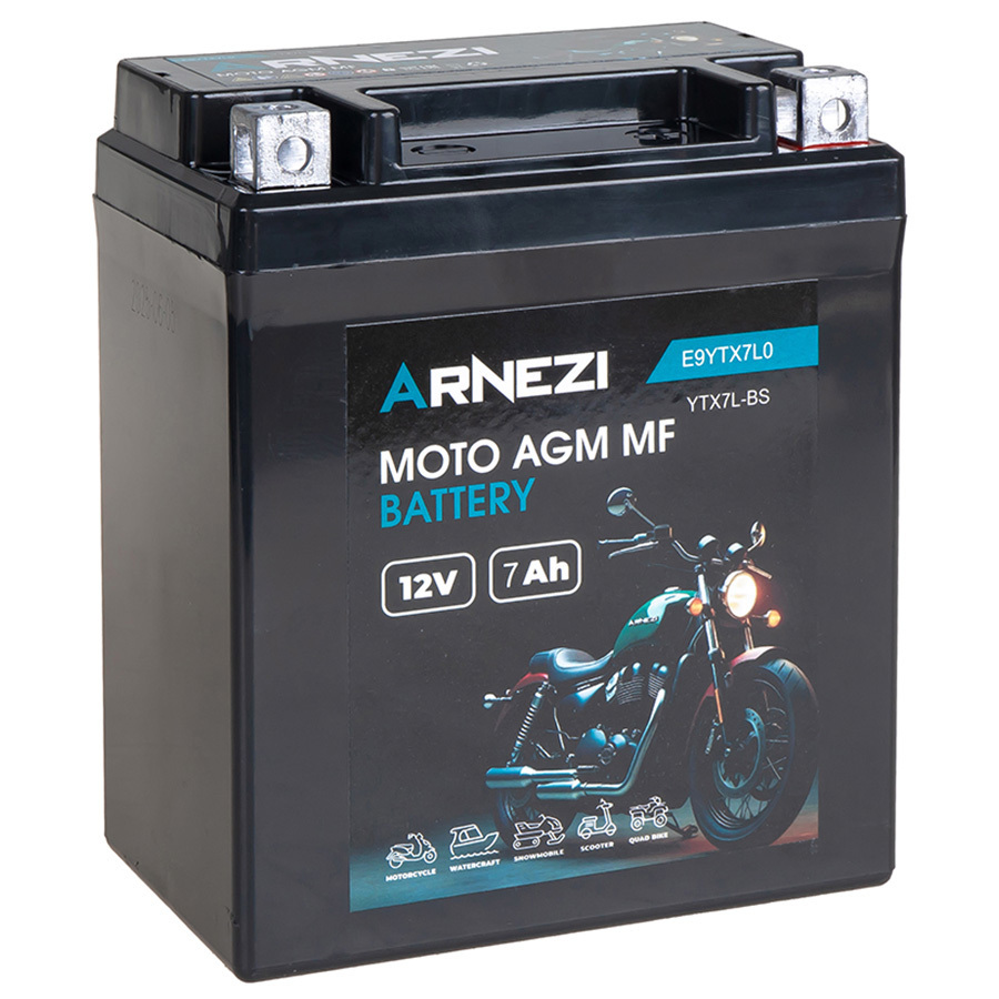 Мотоаккумулятор ARNEZI AGM 7Ач, обратная полярность