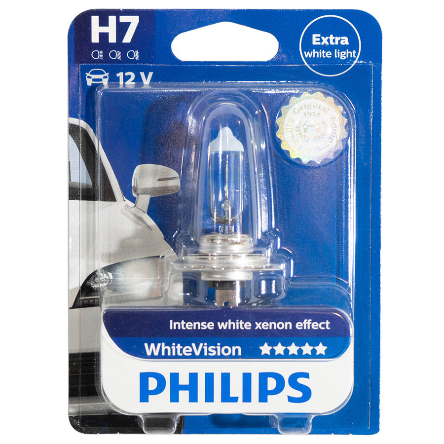 Автолампа PHILIPS Лампа PHILIPS White Vision - H7-55 Вт-3700К, 1 шт. автолампа philips лампа philips white vision h4 55 вт 3700к 2 шт