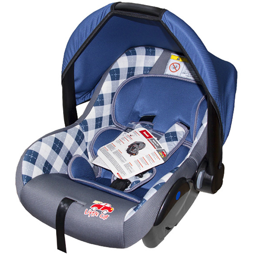 Детское кресло PSV Little Car Sweet клетка-синий подушка под шею little car кот смайл