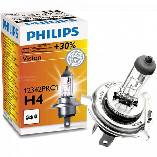 Лампа PHILIPS Vision Premium+30 - H4-60/55 Вт, 1 шт. в Москве