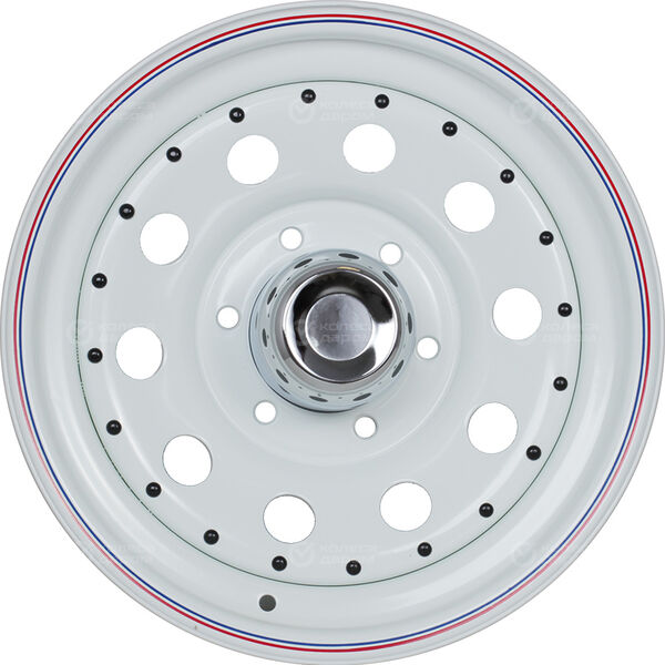 Колесный диск Ikon Wheels SNC028WRBL  8xR16 5x139.7 ET-22 DIA110.5 белый с красной и синей полосой в Твери