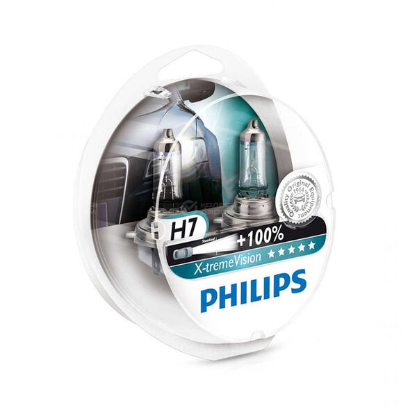 Лампа PHILIPS X-tremeVision - H7-55 Вт-3700К, 2 шт. в Твери