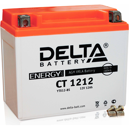 Delta Мотоаккумулятор Delta 1212 AGM YTX14-BS 12Ач, прямая полярность аккумуляторная батарея delta ст1214 ytx14 bs ytx14h bs ytx16 bs yb16b a 12v 14 ач прямая