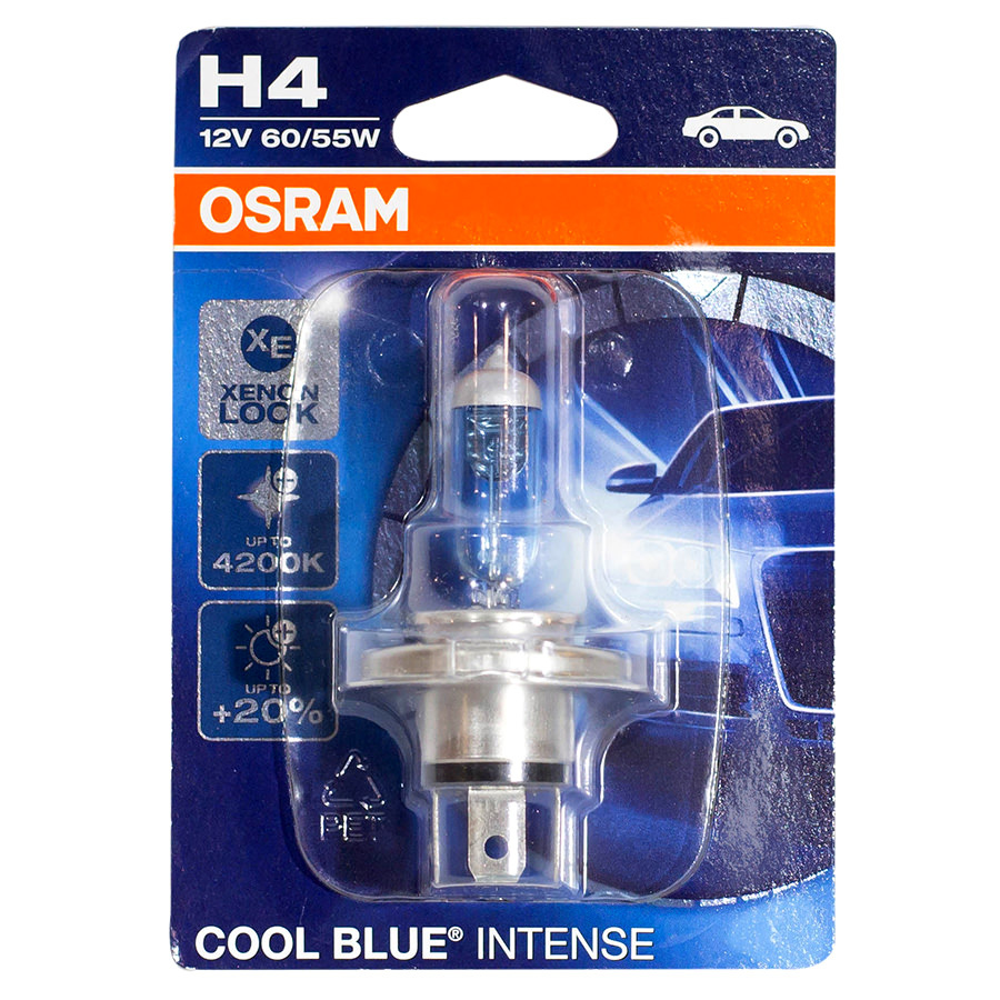 Автолампа OSRAM Лампа OSRAM Cool Blue Intense - H4-55 Вт-4200К, 1 шт. лампа автомобильная osram cool blue intense h4 p43t 12 в 60 55 вт набор 2 шт