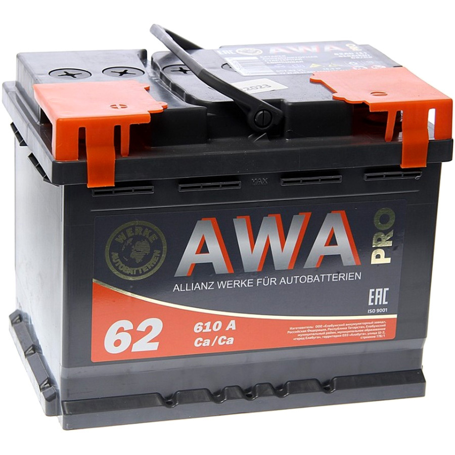Автомобильный аккумулятор AWA PRO 62 Ач L2