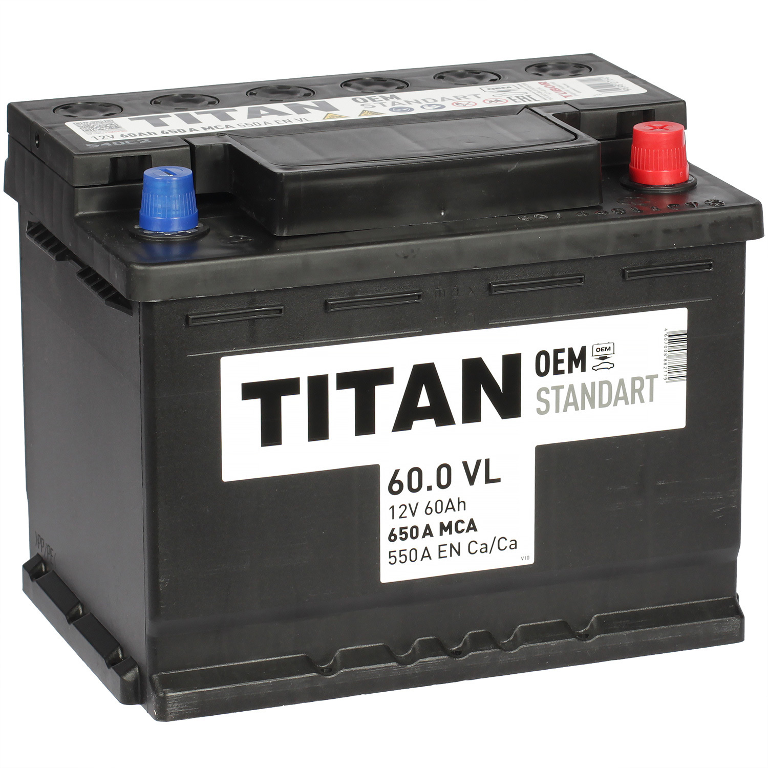 Titan Автомобильный аккумулятор Titan Standart 60 Ач обратная полярность L2
