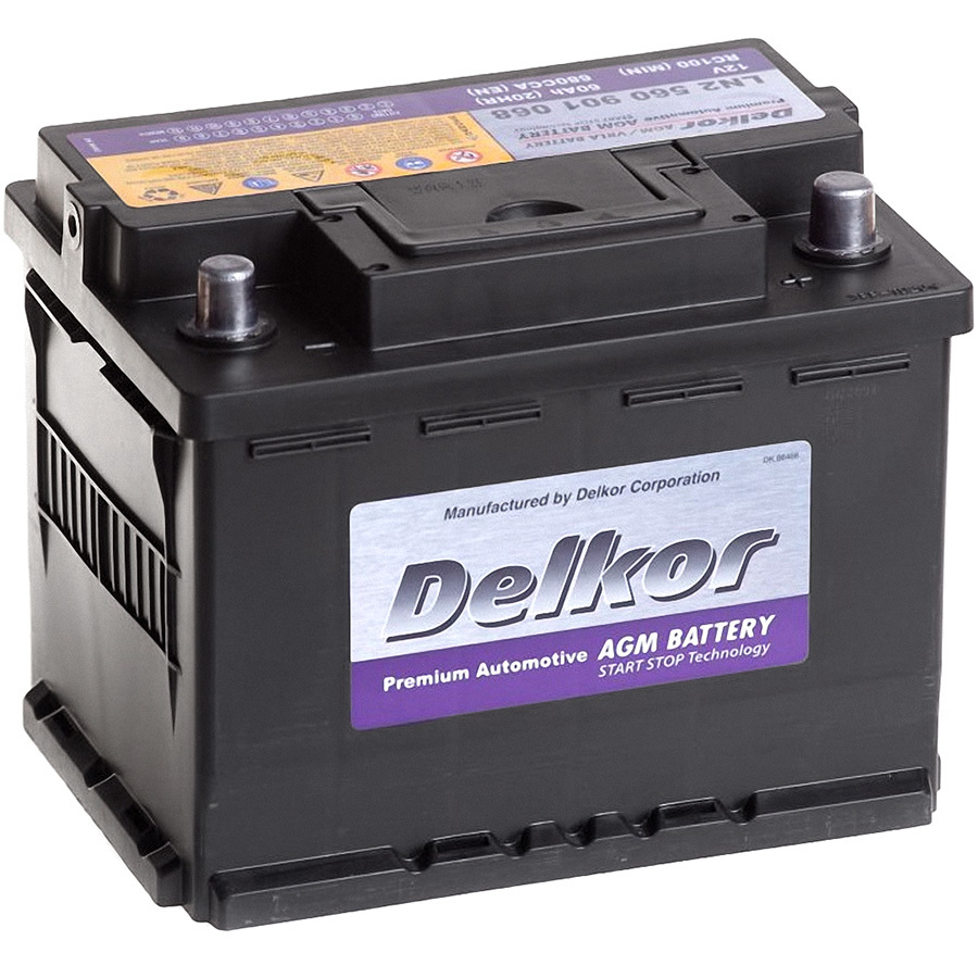 Delkor Автомобильный аккумулятор Delkor AGM 60 Ач обратная полярность L2