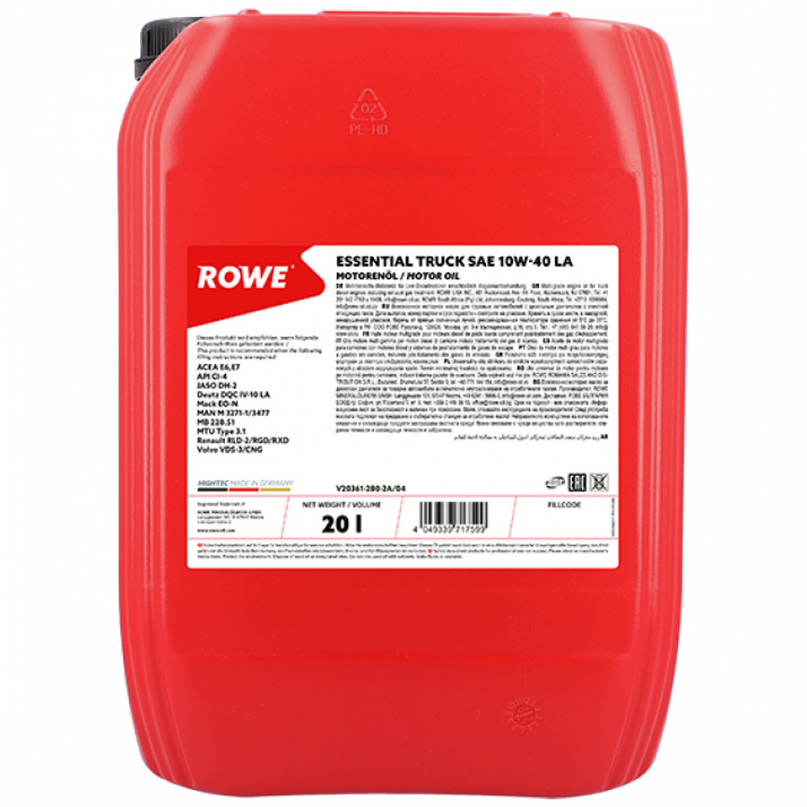 Масло моторное Rowe Essential Truck 10W-40 20л