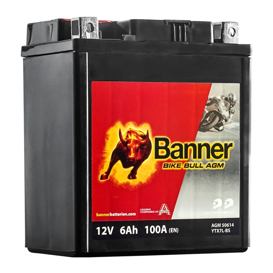 Мотоаккумулятор Banner Bike Bull AGM 6Ач, обратная полярность