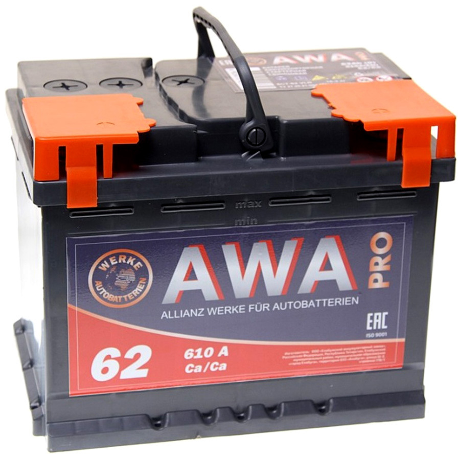 Автомобильный аккумулятор AWA PRO 62 Ач L2