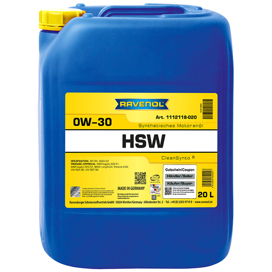 Моторное масло Ravenol HSW 0W-30, 20 л