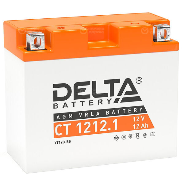 Мотоаккумулятор Delta 1212.1 AGM YT12B-BS 12Ач, прямая полярность в Кузнецке