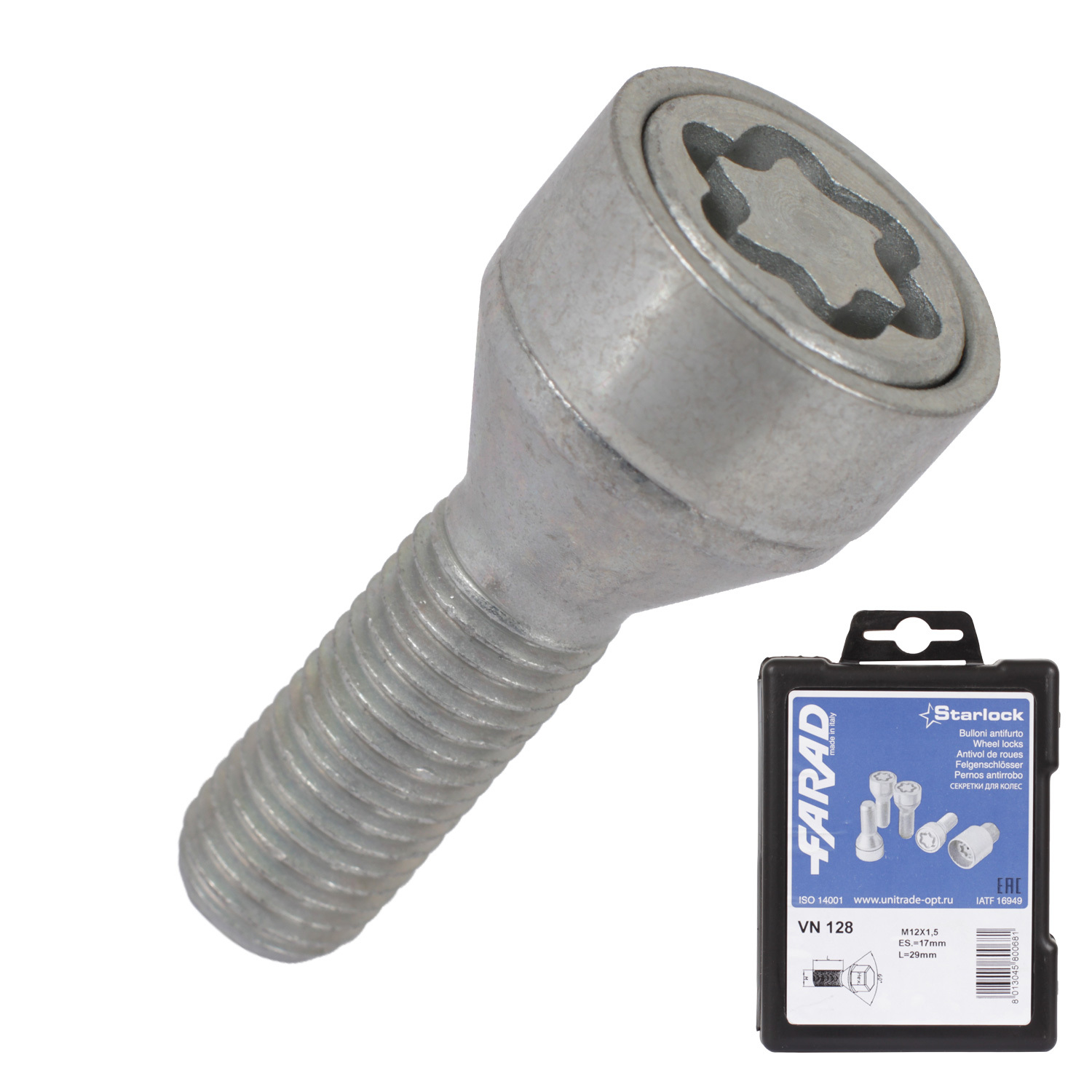 Farad Болт секретный  Farad 12х1,5х28 4+1 17 конус VN128