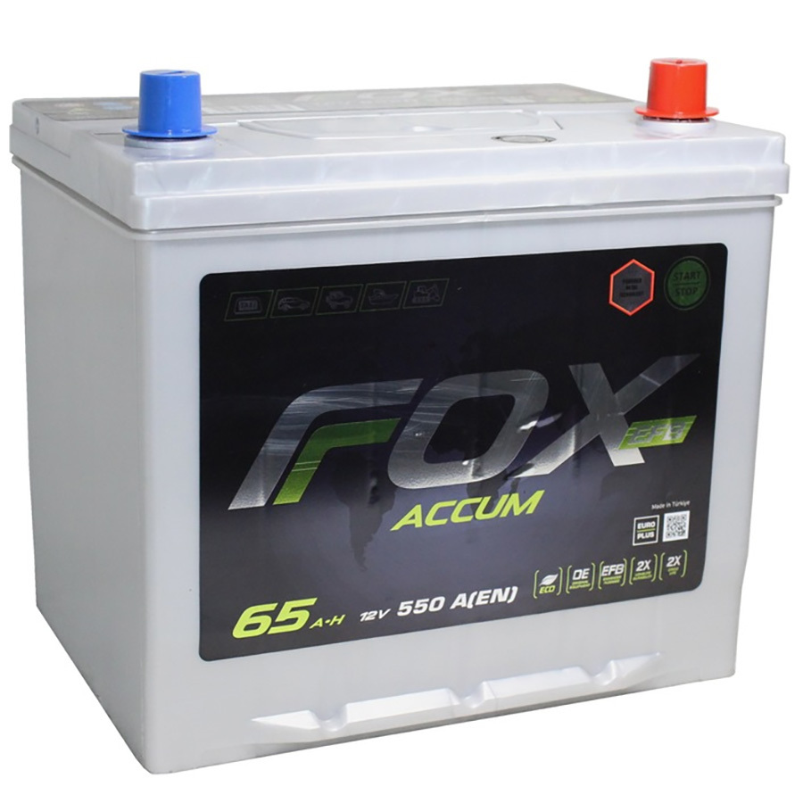Автомобильный аккумулятор Fox Asia EFB 65 Ач обратная полярность D23L