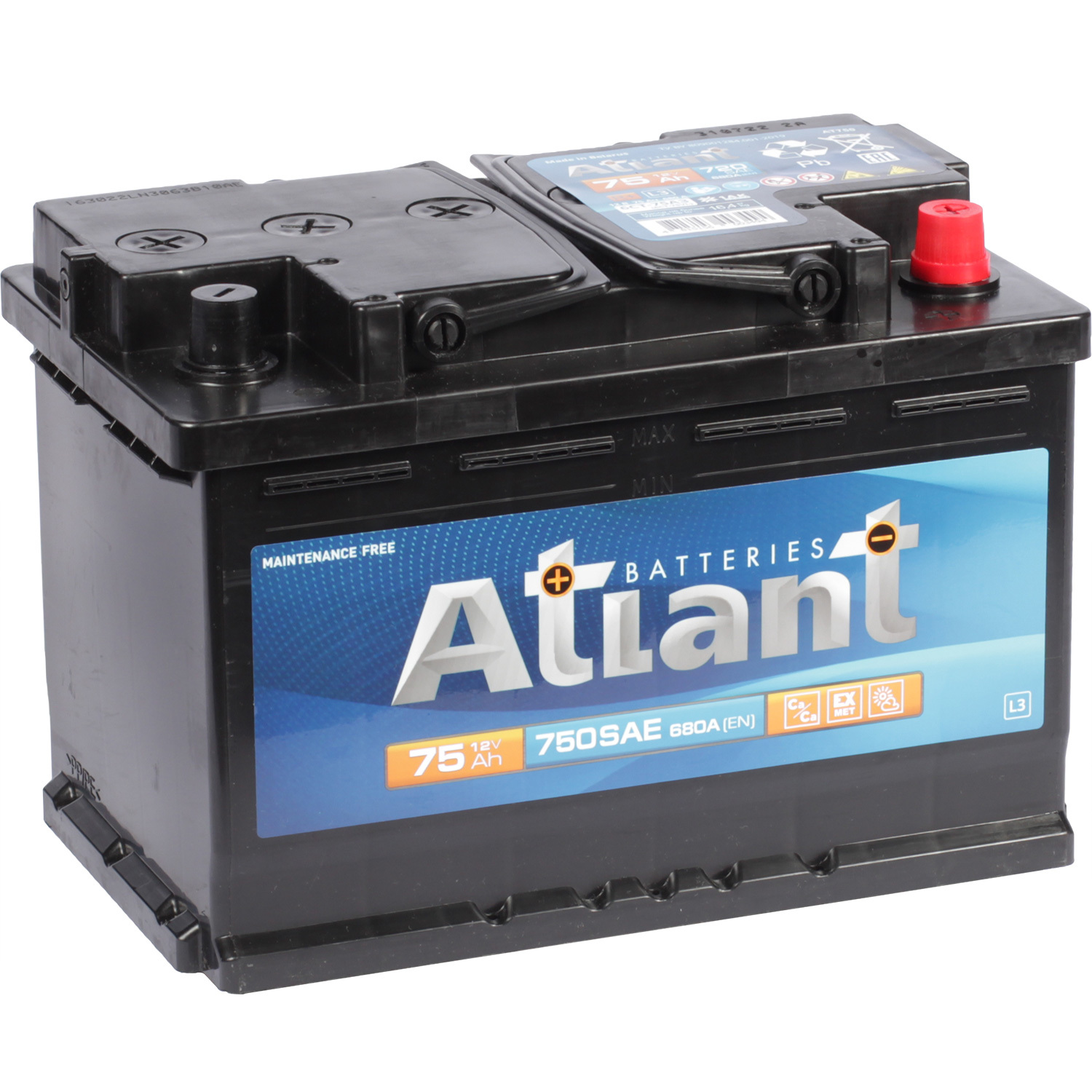 Автомобильный аккумулятор Atlant 75 Ач обратная полярность L3 MB750 - фото 1