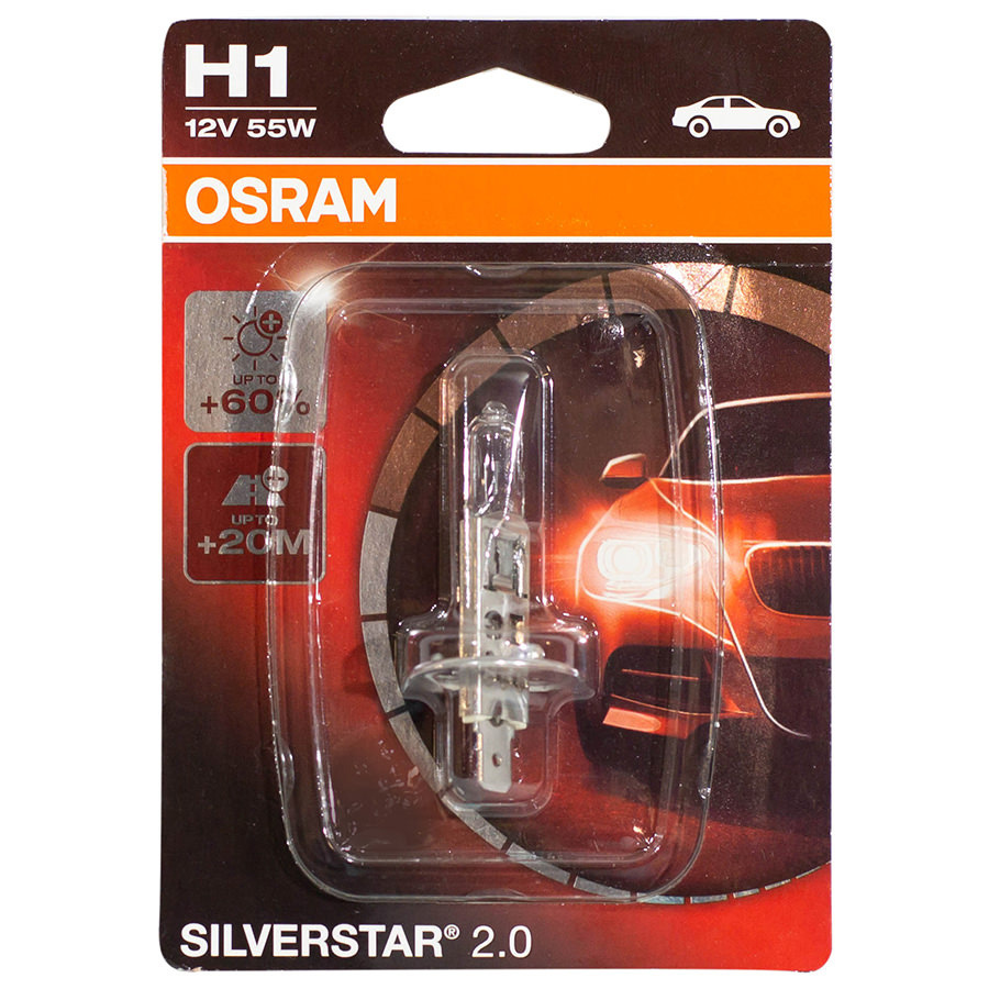 Автолампа OSRAM Лампа OSRAM Silverstar - H1-55 Вт-3400К, 1 шт.