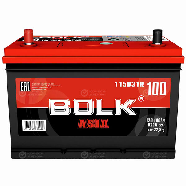 Автомобильный аккумулятор Bolk 100 Ач прямая полярность D31R в Южноуральске