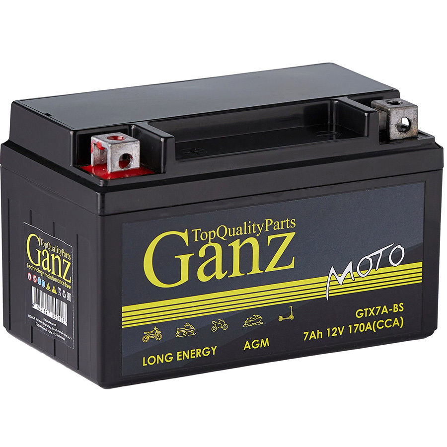 GANZ Мотоаккумулятор Ganz AGM 7Ач п/п GTX7A-BS