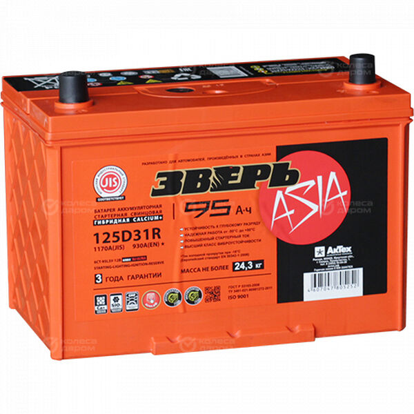 Автомобильный аккумулятор Зверь Asia 95 Ач прямая полярность D31R в Москве
