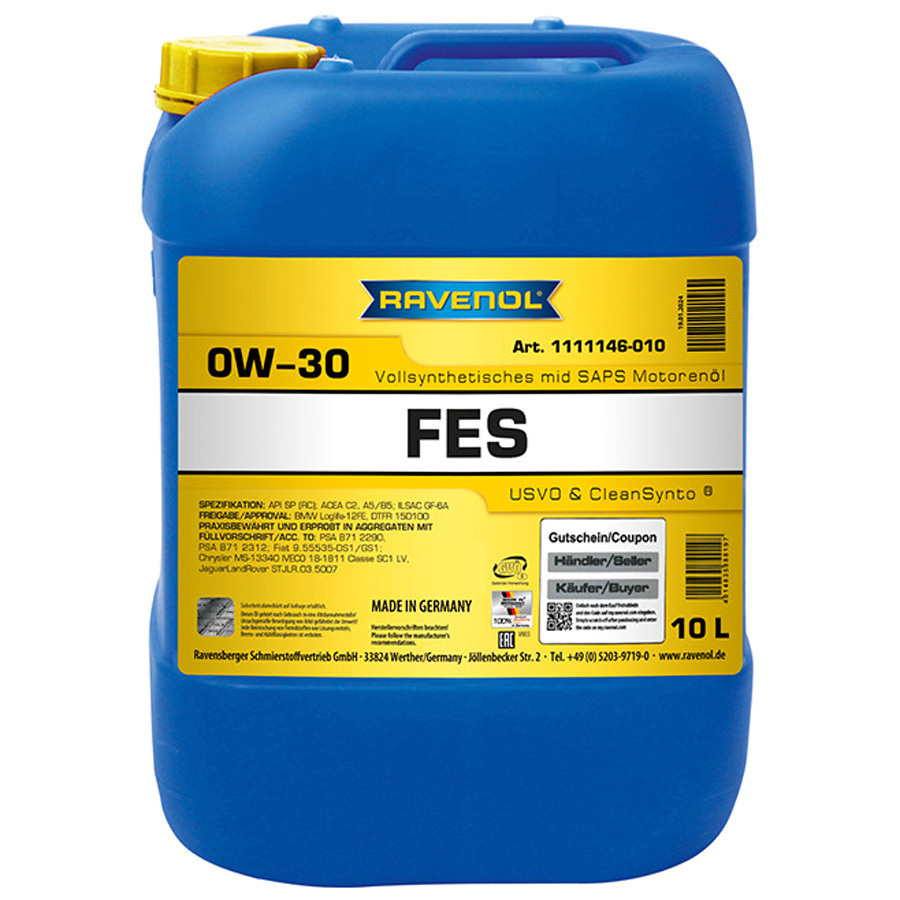 Моторное масло Ravenol FES 0W-30, 10 л