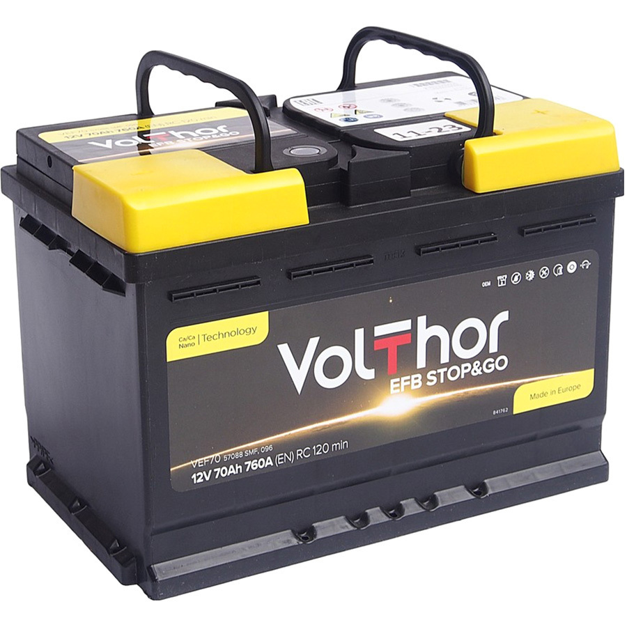 Автомобильный аккумулятор VolThor EFB 70 Ач L3