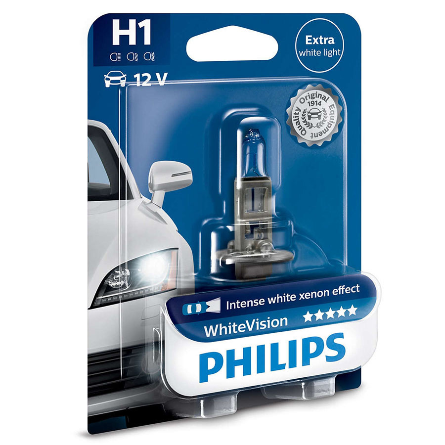 Автолампа PHILIPS Лампа PHILIPS White Vision - H1-55 Вт-3700К, 1 шт. автолампа philips лампа philips white vision h7 55 вт 3700к 2 шт