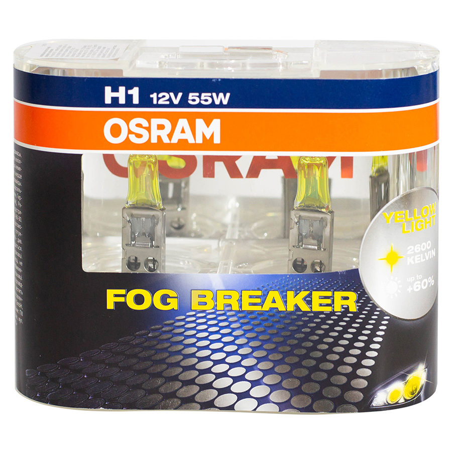 Автолампа OSRAM Лампа OSRAM Fog Breaker - H1-55 Вт-2600К, 2 шт.
