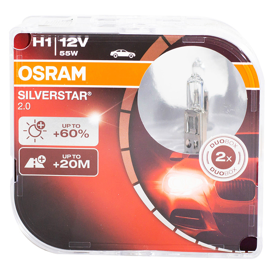 Автолампа OSRAM Лампа OSRAM Silverstar - H1-55 Вт-3400К, 2 шт. автолампа osram лампа osram silverstar h1 55 вт 3400к 1 шт