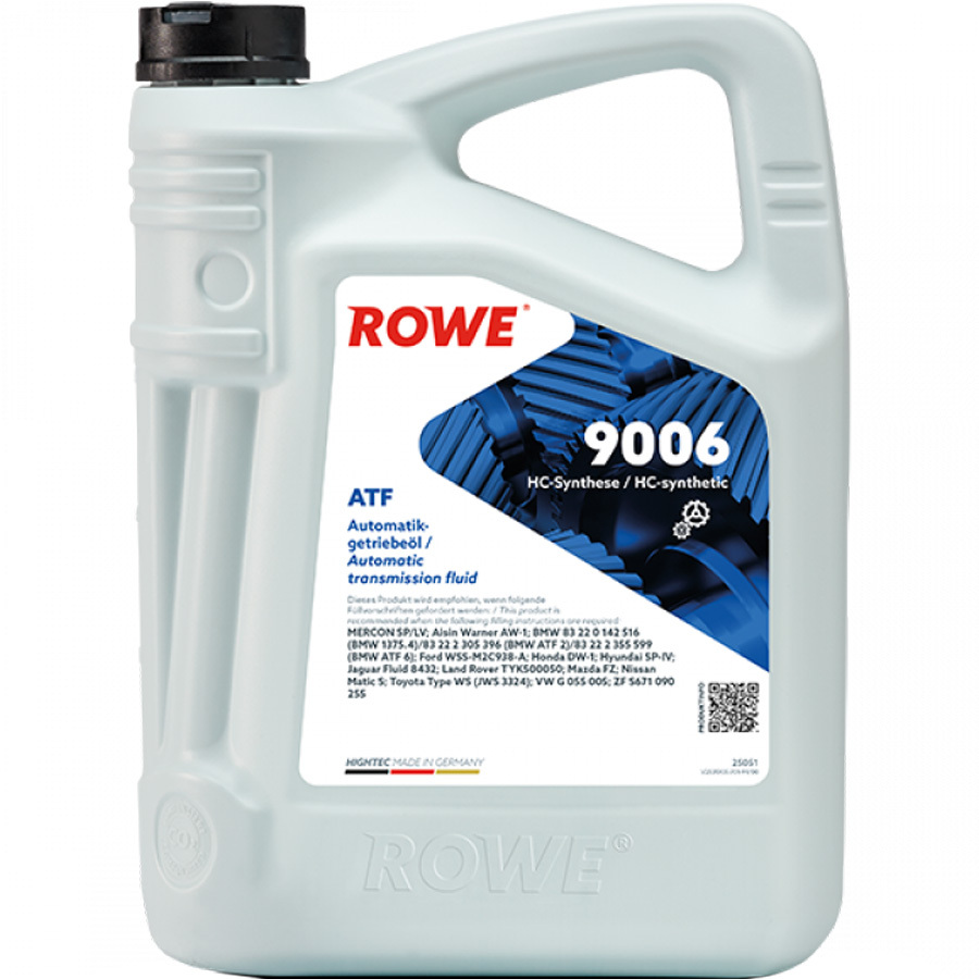 ROWE Трансмиссионное масло ROWE HIGHTEC ATF 9006 ATF, 5 л трансмиссионное масло rowe atf 9000 1 л
