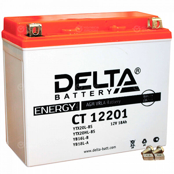 Мотоаккумулятор Delta 12201 AGM YTX20L-BS 20Ач, обратная полярность в Ишиме