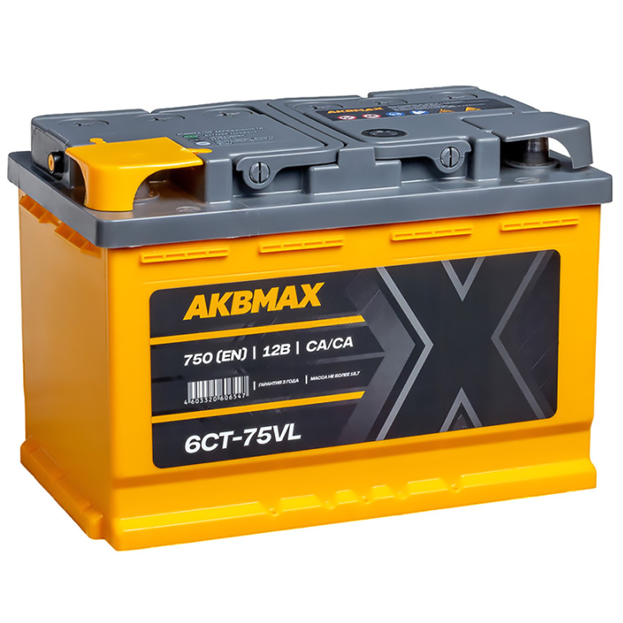 Автомобильный аккумулятор AKBMAX 75 Ач прямая полярность L3
