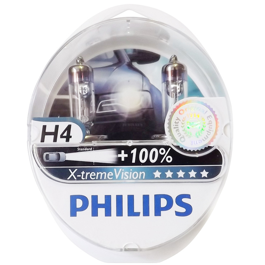 Автолампа PHILIPS Лампа PHILIPS X-tremeVision - H4-55 Вт, 2 шт.
