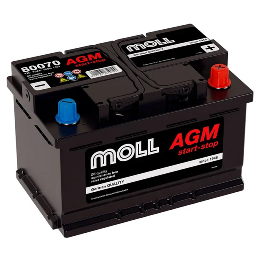 Автомобильный аккумулятор MOLL AGM 70 Ач обратная полярность L3