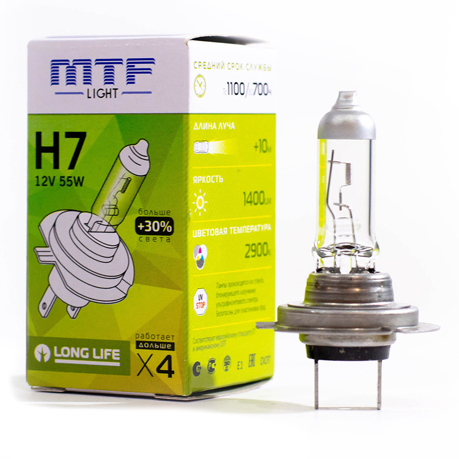 Автолампа MTF Лампа MTF Light Long Life - H7-55 Вт-3000К, 1 шт.