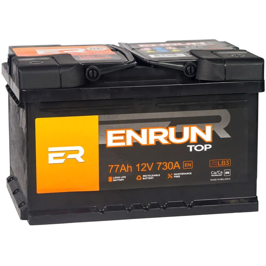 Enrun Автомобильный аккумулятор Enrun Top 77 Ач обратная полярность LB3